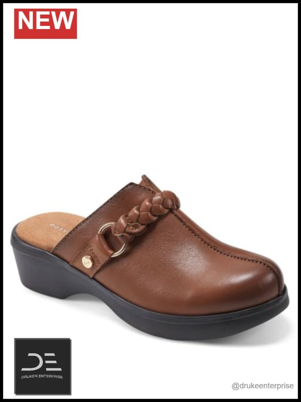 Women's Penelope Clog Wedge Heel Leather Calfskin Braided Strap